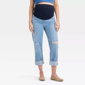 Ingrid & Isabel Over Belly Cropped Vintage High-Rise Straight Maternity Pants 16